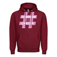 Burgundy feminism is cancer Zipper Hoodie - artisFamous