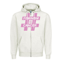 Oatmeal Heather feminism is cancer Zipper Hoodie - artisFamous
