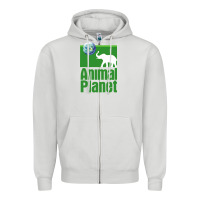Dove Grey ANIMAL PLANET Zipper Hoodie - artisFamous