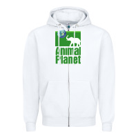 White ANIMAL PLANET Zipper Hoodie - artisFamous