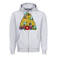 Heather Grey bee hive Zipper Hoodie - artisFamous