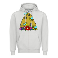 Dove Grey bee hive Zipper Hoodie - artisFamous