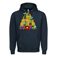 Navy bee hive Zipper Hoodie - artisFamous