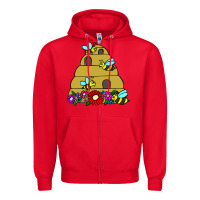 Red bee hive Zipper Hoodie - artisFamous