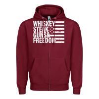 Whiskey Steak Guns Freedom Zipper Hoodie | Teevron