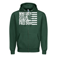 Sports Green whiskey steak guns freedom Zipper Hoodie - artisFamous