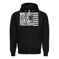 Black whiskey steak guns freedom Zipper Hoodie - artisFamous
