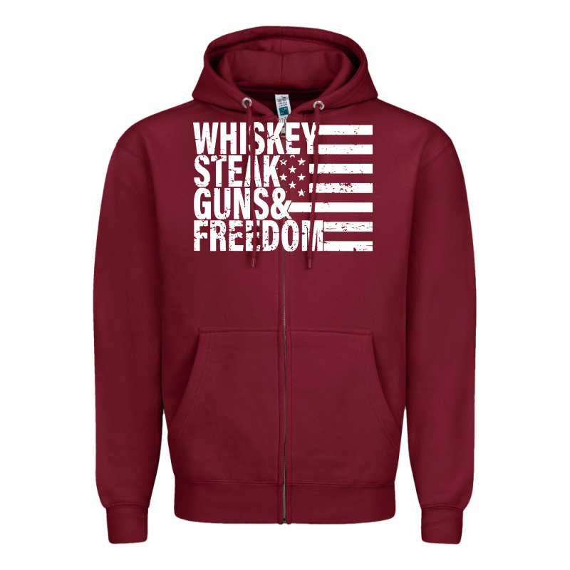 Whiskey Steak Guns Freedom Zipper Hoodie by artisFamous | Teevron