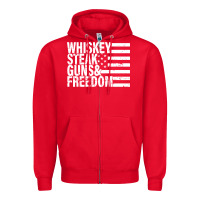 Red whiskey steak guns freedom Zipper Hoodie - artisFamous
