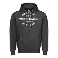 Charcoal Heather hard work beats talent Zipper Hoodie - artisFamous