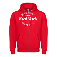 Red hard work beats talent Zipper Hoodie - artisFamous