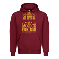 Burgundy middle earth's annual mordor fun run Zipper Hoodie - artisFamous
