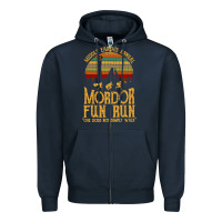 Navy middle earth's annual mordor fun run Zipper Hoodie - artisFamous