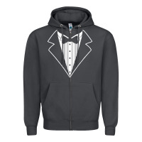 Smoke fake tux tuxedo suit tie Zipper Hoodie - artisFamous