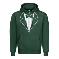 Sports Green fake tux tuxedo suit tie Zipper Hoodie - artisFamous
