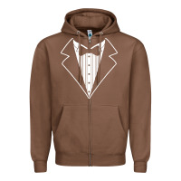 Chestnut fake tux tuxedo suit tie Zipper Hoodie - artisFamous