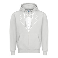 Dove Grey fake tux tuxedo suit tie Zipper Hoodie - artisFamous