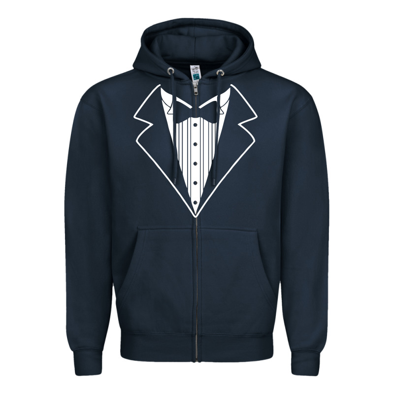 Fake Tux Tuxedo Suit Tie Zipper Hoodie by artisFamous | Teevron