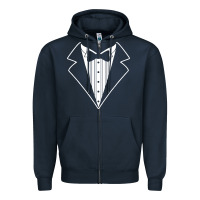 Navy fake tux tuxedo suit tie Zipper Hoodie - artisFamous
