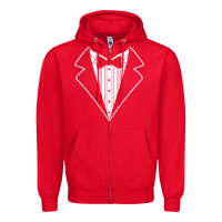 Red fake tux tuxedo suit tie Zipper Hoodie - artisFamous