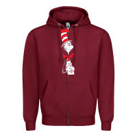 Burgundy dr seuss the cat in the hat Zipper Hoodie - artisFamous