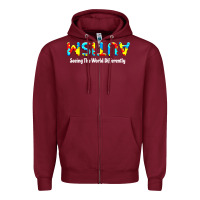 Burgundy autism seeing the world differently Zipper Hoodie - artisFamous