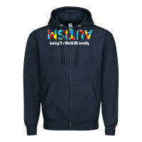 Navy autism seeing the world differently Zipper Hoodie - artisFamous