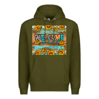 Army Green Welcome fall Premium Hoodie - Artiststas