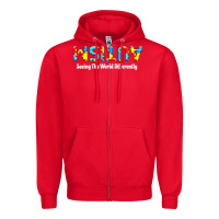 Red autism seeing the world differently Zipper Hoodie - artisFamous