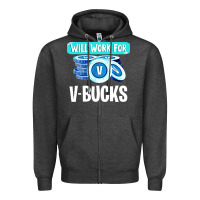 Charcoal Heather will work for v bucks youth gamer Zipper Hoodie - artisFamous