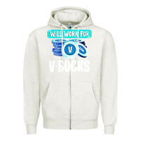 Oatmeal Heather will work for v bucks youth gamer Zipper Hoodie - artisFamous