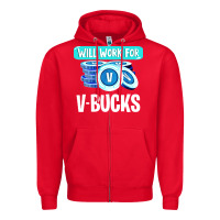 Red will work for v bucks youth gamer Zipper Hoodie - artisFamous