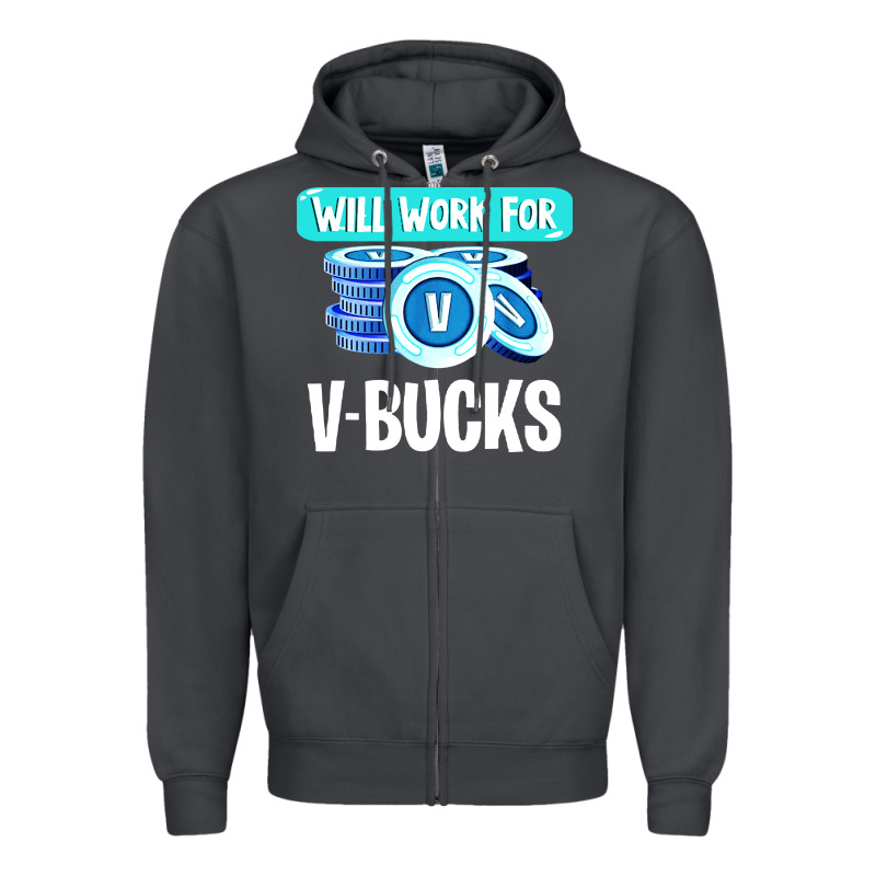 Will Work For V Bucks Youth Gamer Zipper Hoodie by artisFamous | Teevron