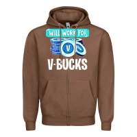 Chestnut will work for v bucks youth gamer Zipper Hoodie - artisFamous
