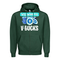 Sports Green will work for v bucks youth gamer Zipper Hoodie - artisFamous