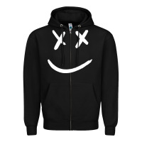 Black x eyed smiley face x eyes smiling Zipper Hoodie - artisFamous