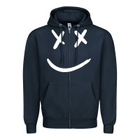 Navy x eyed smiley face x eyes smiling Zipper Hoodie - artisFamous