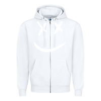 White x eyed smiley face x eyes smiling Zipper Hoodie - artisFamous