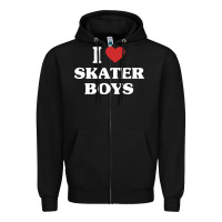 Black i love skater boys Zipper Hoodie - artisFamous