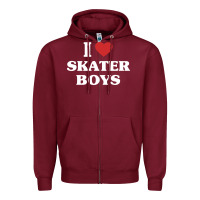 Burgundy i love skater boys Zipper Hoodie - artisFamous