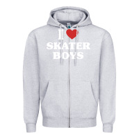 Heather Grey i love skater boys Zipper Hoodie - artisFamous