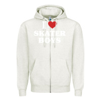 Oatmeal Heather i love skater boys Zipper Hoodie - artisFamous