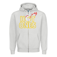 Dove Grey hot ones Zipper Hoodie - artisFamous