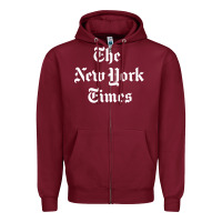 Burgundy new york times Zipper Hoodie - artisFamous