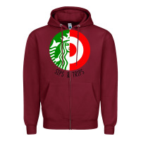 Burgundy sips and  trips Zipper Hoodie - artisFamous