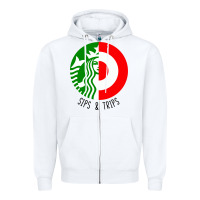 White sips and  trips Zipper Hoodie - artisFamous