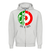Dove Grey sips and  trips Zipper Hoodie - artisFamous