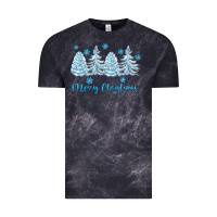 Cloud Black merry christmas blue trees Vintage Tee - FaDigitalArtStudio