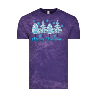Cloud Purple merry christmas blue trees Vintage Tee - FaDigitalArtStudio