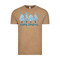 Vintage Coffee merry christmas blue trees Vintage Tee - FaDigitalArtStudio